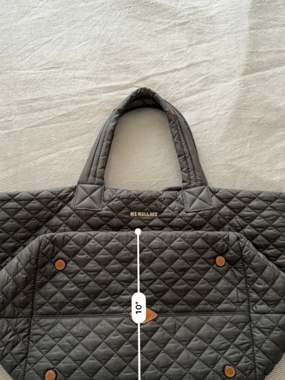 MZ Wallace Quilted Gray Tote with Gold Logo - Picture 11 of 11